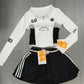 Autumn Y2k Elegant 3 Piece Set Woman Spicy Girls Plaid Bra + White Print Long Sleeve Tops + Red Chic Mini Skirt Korean Fashion