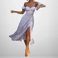 New Summer Women's Fashionable Temperament Elegant Printed High Waisted Slit Shoulder Backless A-line Jumpsuit Long Skirt