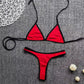 Women Sexy Bikini Set Low Waist V Thong Solid Color Slim No Pad Front Hasp Bathing Swimwear Summer Beach Breathable Wear Suit