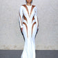 Weird Puss Mesh Patchwork Women Dress 2023 New Autumn Elegant Long Sleeve O-Neck Maxi Bodycon Skinny Stretch Clubwear Vestidos