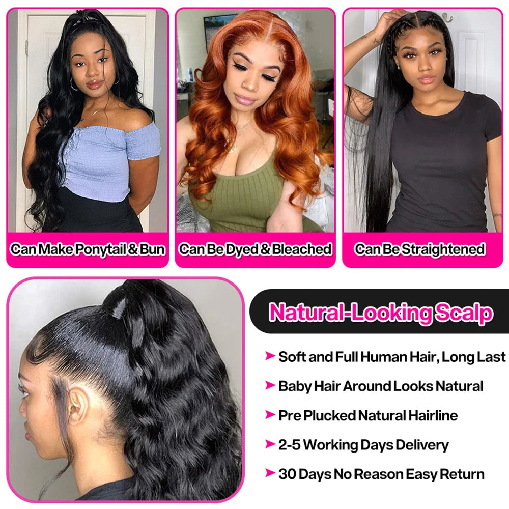 200 Density 40 Inch Body Wave 13x6 Hd Lace Frontal Wigs Human Hair Brazilian Pre Plucked Lace Wigs For Women 13x4 Lace Front Wig