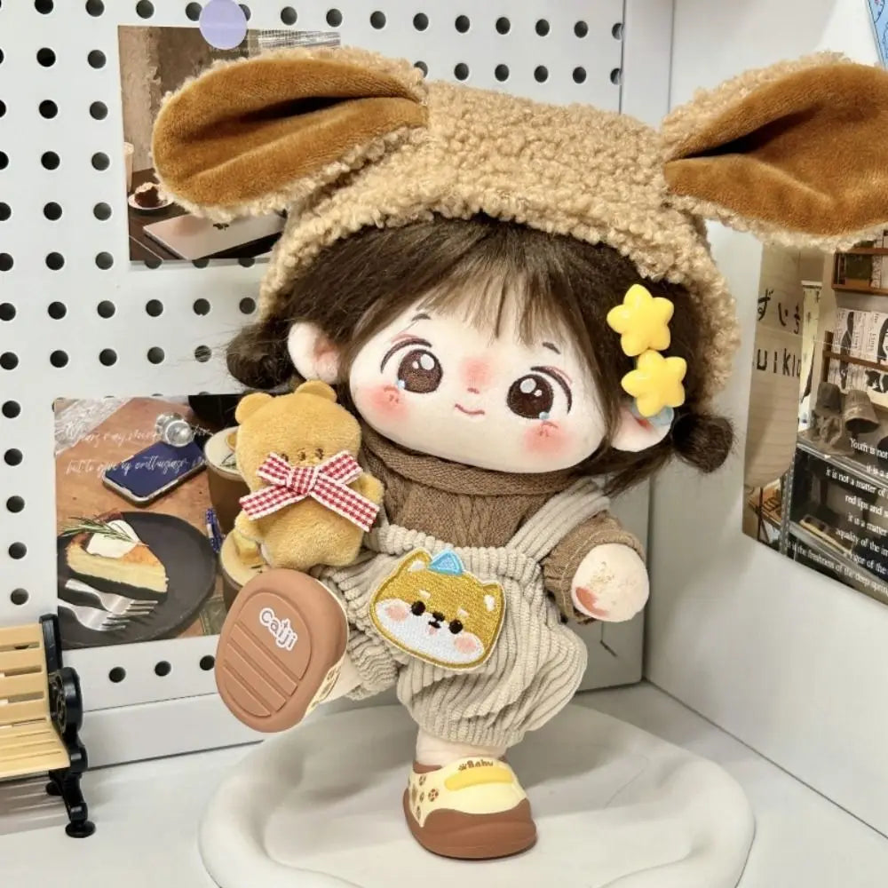 Onesuit 20cm Cotton Doll Clothes Head Cover Dress Doll Winter Outfit Plush Lovely Doll Dress Up Set 20cm Cotton Doll