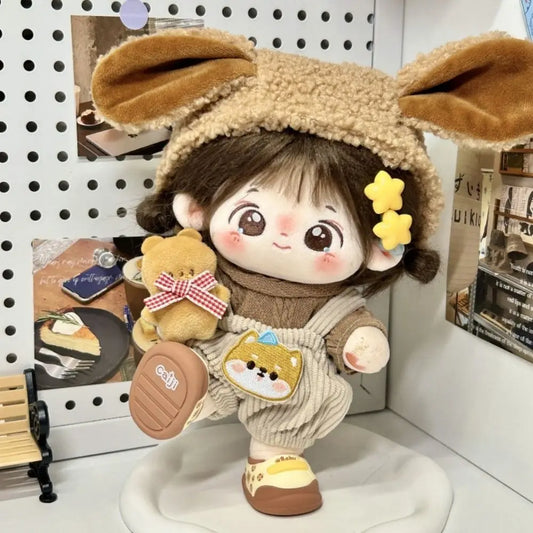 Onesuit 20cm Cotton Doll Clothes Head Cover Dress Doll Winter Outfit Plush Lovely Doll Dress Up Set 20cm Cotton Doll