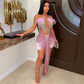 CM.YAYA Women Floral Embroidery Sleeveless Mesh Patchwork Tank Velvet Bodycon Midi Dress 2023 Vestido Sexy Party Evening Dresses