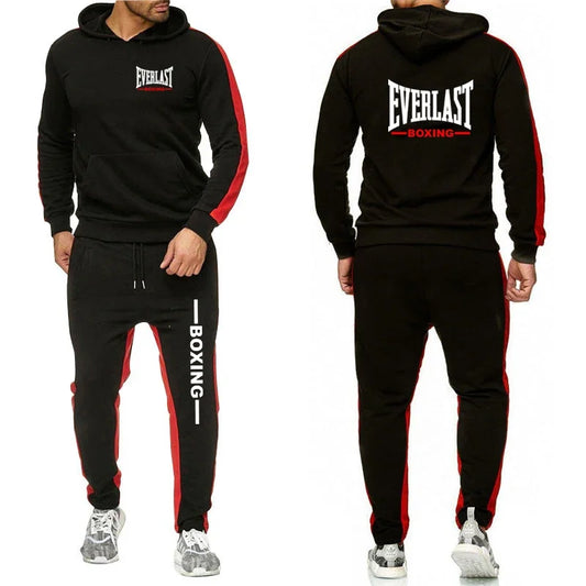 Men's solid color two-piece set 2025, outdoor single-piece sport pants, hoodie, fashionable, comfortable and casual sportswear