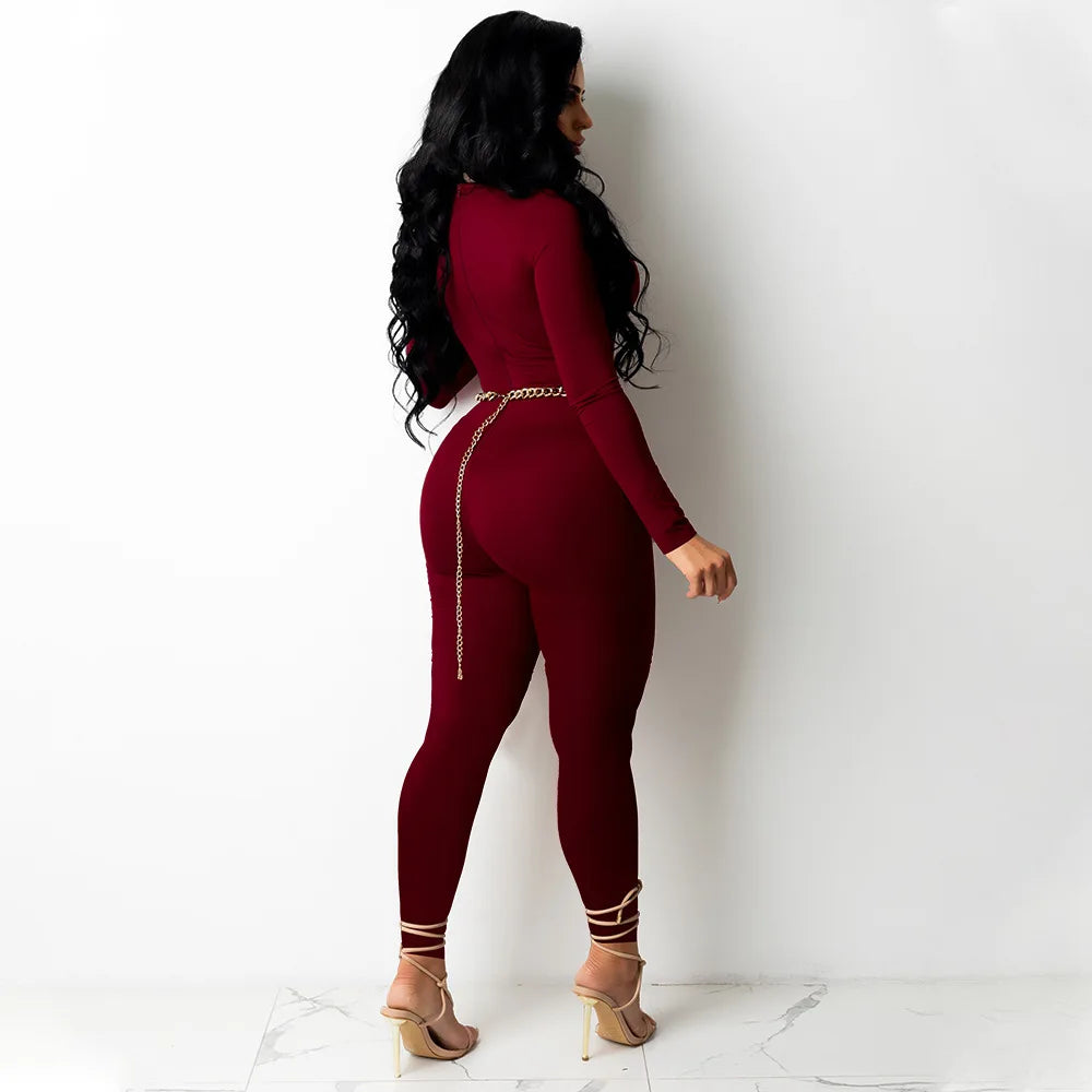 Sexy Women's Cross Strap Hollow out Jumpsuit Elegant Party High Waisted Jumpsuit Stretchy Bodysuits Long Sleeve Rompers