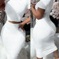 Womens Two Piece Sets Elegant Sexy Outfit Short Sleeve Top & High Waist Skirt Set New Fashion 2023 Summer Casual Female Suit