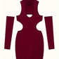 Spring Summer New European and American Solid Color Sexy Hollow Hanging Neck Tight Wrapped Hip Dress