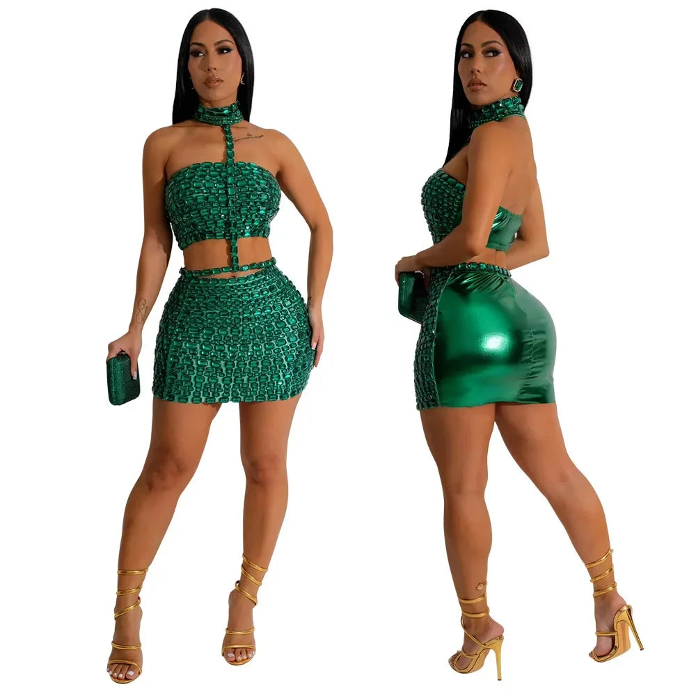 European American Women's Fashion Strapless Top Half-Skirt With Necklace Amazon Foreign Trade New Model
