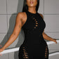 Hugcitar Fashion 2 Pcs Sets Solid O Neck Cut Out Sexy Crop Tank Top Skirt 2025 Spring Summer Women Y2K Clothes Party Vacation