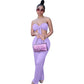 Fashionable Women's Casual Wrap Chest Two-Piece Set Belted Slimming Cross-Border Leisure Polyester Fiber Skirt Ensemble