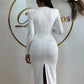 Hawthaw Women 2024 Spring Autumn Sexy Long Sleeve Party Club Hollow Out Bodycon White Long Dress Wholesale Items For Business