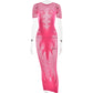 HLJ&GG Sexy Hollow Out Mesh See Though Bodycon Long Dress Women Round Neck Short Sleeve Slim Vestidos Fashion Y2K Clubwear 2025