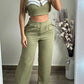 Two-piece Set, Sleeveless Suspenders, Short Contrasting Stripes, Spliced Trousers, Commuter Casual Suit 2025 Fashion Spring