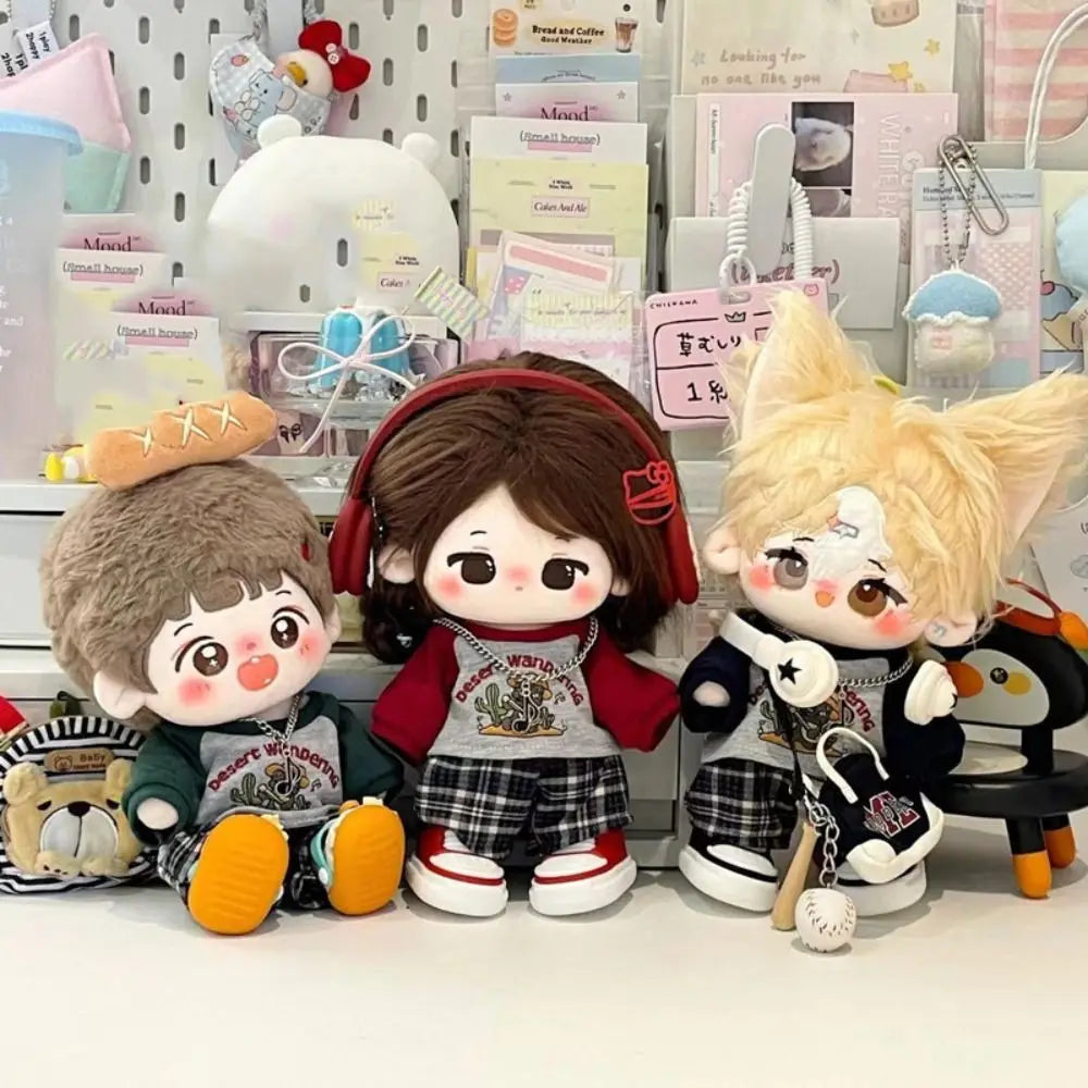 Onesuit 20cm Cotton Doll Clothes Head Cover Dress Doll Winter Outfit Plush Lovely Doll Dress Up Set 20cm Cotton Doll