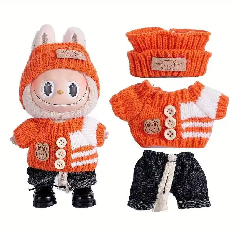 Mini Doll'S Clothes Outfit Accessories For Korea Kpop Exo Labubu Idol V1 V2 striped sweater autumn and winter clothes Clothing