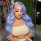 Blue Body Wave Lace Front Human Hair Wigs 13x4 HD Transparent Lace Frontal Wigs For Women Prepucked Lace Wigs Bleach Knots