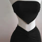 Strapless Backless Crop Top High Waist Skirt 2 Piece Set Women Summer Sexy Slim Fit Split Midi Dress Tube Suits Party Club Sets