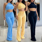 Women's Two-piece Knitted Sexy Suspender High Waisted Fashionable Casual Pants Set for Summer 2025