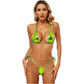 Blue Glossy Bikini Women's Two-Piece Swim Suits Brazilian Swimwear Beach Outfits Halter Bra Top with Side Lace-Up Ruched Briefs