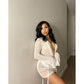 Women Party Outfit Two Pieces Set 2024 See Through Long Sleeve Club Party Bodycon Dresses Y2K Sexy Deep V Neck Mini Mesh Dress
