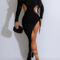Women's lace up backless lace up dress with side slit slim fitting party dress