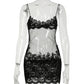 Shestyle Lace Transparent Mini Dress Sexy Women Wrapping Spaghetti Embroidery Flower Sheath Nightwear Club Mesh Wave Fantacy