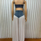 2 Piece Sets Women Sexy Denim Camisole Wide Leg Pants Patchwork Folds Slip Vest Floor Length Suit 2025 Summer Casual Outfits