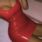 Womens Dresses 2025 Summer Nightclub Party Sexy Hot Girl Sleeveless Zipper PU High Elastic Round Neck Hip Wrap Mini Dress Y2K