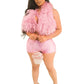 Luxury Fur Patchwork 2 Pieces Set for Woman Outfit Summer 2025 New Tank Top and Stretch Shorts Midnight Club Wear Party Suits