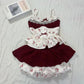 Autumn Y2k Elegant 3 Piece Set Woman Spicy Girls Plaid Bra + White Print Long Sleeve Tops + Red Chic Mini Skirt Korean Fashion