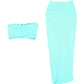VEITCHE Summer Women Hollow Metal Buckle 2 Piece Skirt Sets Sexy Ruche Tops And Split Maxi Skirt Matching Clubwear Outfits