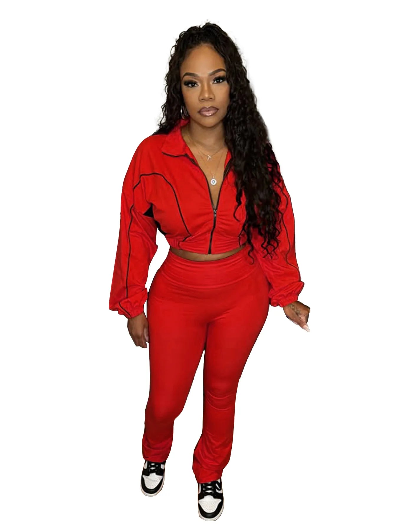 CM.YAYA Active Women's Set Zipper Sweatshirt Jacket and Long Pants Suit 2025 Sporty Fitness Two 2 Piece Sets Outfit Tracksuit