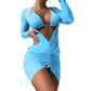 Women Solid Color Swimwears 3 Pieces Split Bathing Suit Summer Swimming Suit Female Highs Waist Wrap Swimsuit Beachwears H58D