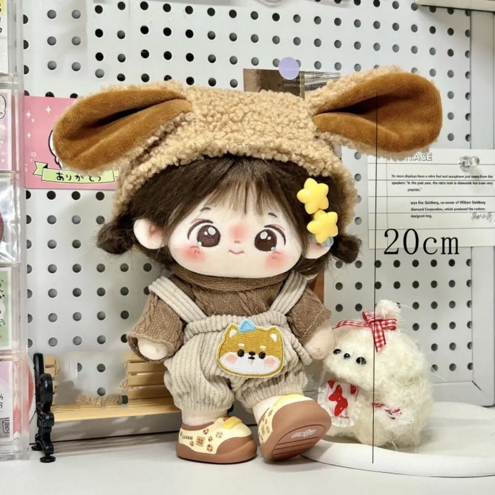 Onesuit 20cm Cotton Doll Clothes Head Cover Dress Doll Winter Outfit Plush Lovely Doll Dress Up Set 20cm Cotton Doll