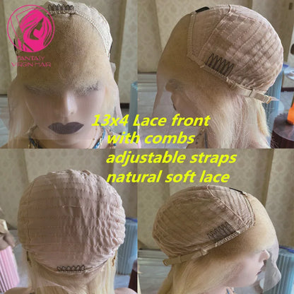 Free Parting Full Lace Wig HD Real Lace Frontal Wigs for Women Icy White Blonde 13x6 Front Top Lace Wigs Sale Pre Plucked 180%