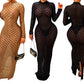 Turtleneck Skinny Women Dresses Sexy Skirt Long Sleeve Bodycon Sexy Streetwear Party Club Hollow out Long Dress