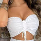 Sexy Women's 2-piece Sets Suit Spring Summer White Waistless Slim-fitting Bandeau Wide-leg Trousers Fashion Suit Women Clothing