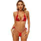 Blue Glossy Bikini Women's Two-Piece Swim Suits Brazilian Swimwear Beach Outfits Halter Bra Top with Side Lace-Up Ruched Briefs