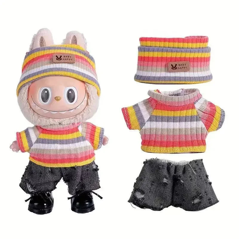 Mini Doll'S Clothes Outfit Accessories For Korea Kpop Exo Labubu Idol V1 V2 striped sweater autumn and winter clothes Clothing