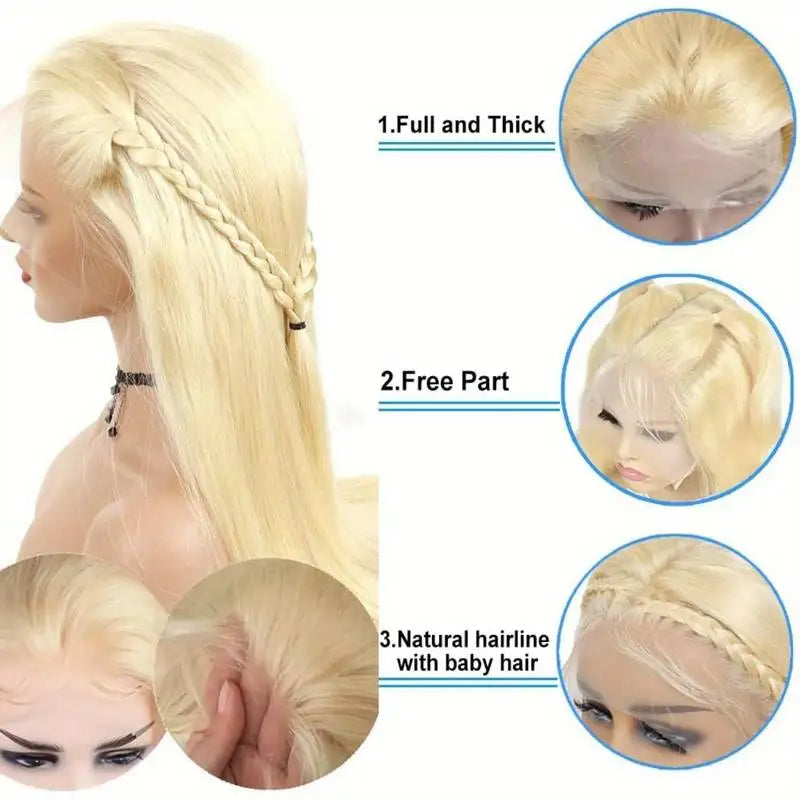 613 human hair wig 13x6 blonde straight wigs human hair 200 density 38 inch lace front wigs 13x4 HD lace wigs for women