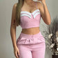 Two-piece Set, Sleeveless Suspenders, Short Contrasting Stripes, Spliced Trousers, Commuter Casual Suit 2025 Fashion Spring