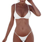 Womens Solid Color Two Piece Sexy Swimsuit Suit Fashion Casual Versatile Bar Bikini Set Beach Pool Party Low Rise Swimwear