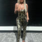 Dulzura Jumpsuit Backless Cross Straps Sexy Shinning Vocation 2024 Spring Summer For Women'S Clothing Party Clubwear