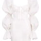 CM.YAYA Women Mini Dress Solid Full Puff Sleeve Square Collar Bandage Stretchy Bodycon Dresses Sexy Fashion Vestidos Summer 2021