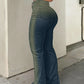 Men Jeans Boot Cut Solid Jean Wide Leg Denim Pant Distressed Washed Full Ankle Length Pockets Zipper Fly High Waist Basics