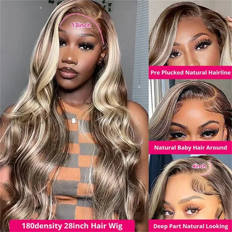 613 Ombre Blonde Colored Lace Front Wigs 13x4 HD Frontal Human Hair Wigs For Women 100% Glueless Brazilian Pre Plucked Lace Wigs