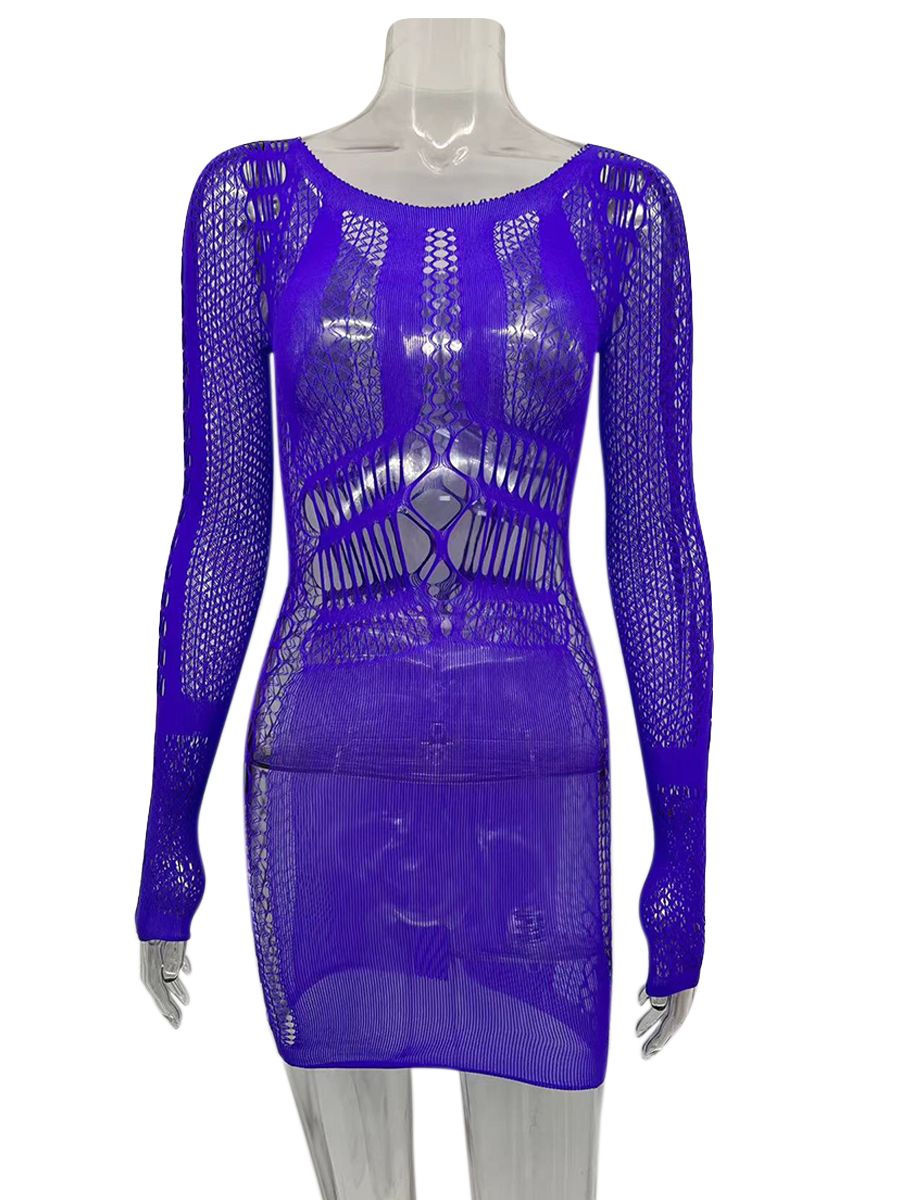 Hollow Out Summer Dresses Casual Women 2022 Fashion Beach Strench See Through Sexy Design Underwear Clubwear Dress
