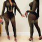 Sexy Two Piece Sets Womens Outifits Streetwear 2023 Autumn Winter Fashion Versatile Solid V-neck Long Sleeve Female Pants Suit