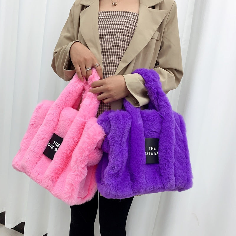 2022 Designer Faux Fur Tote Bag